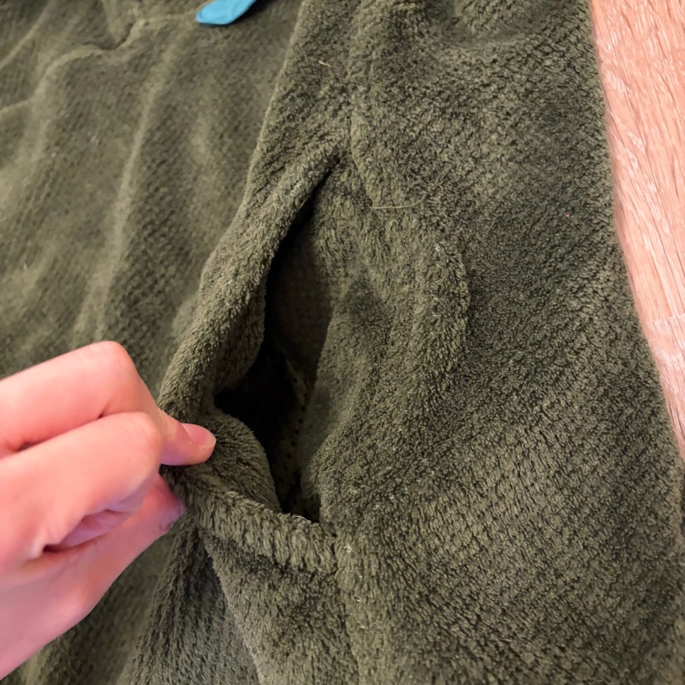 Patagonia T-Snap Pullover Fleece Jacket Large Forest Green Teal Trim Comfy Soft - Picture 4 of 7